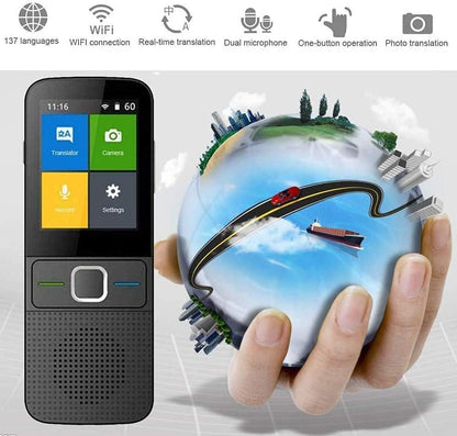 Portable Language Translator Device, 137 Languages Mini Smart WiFi Voice Translator with 2.4 Inch Touch Screen, Voice/Text/Recording