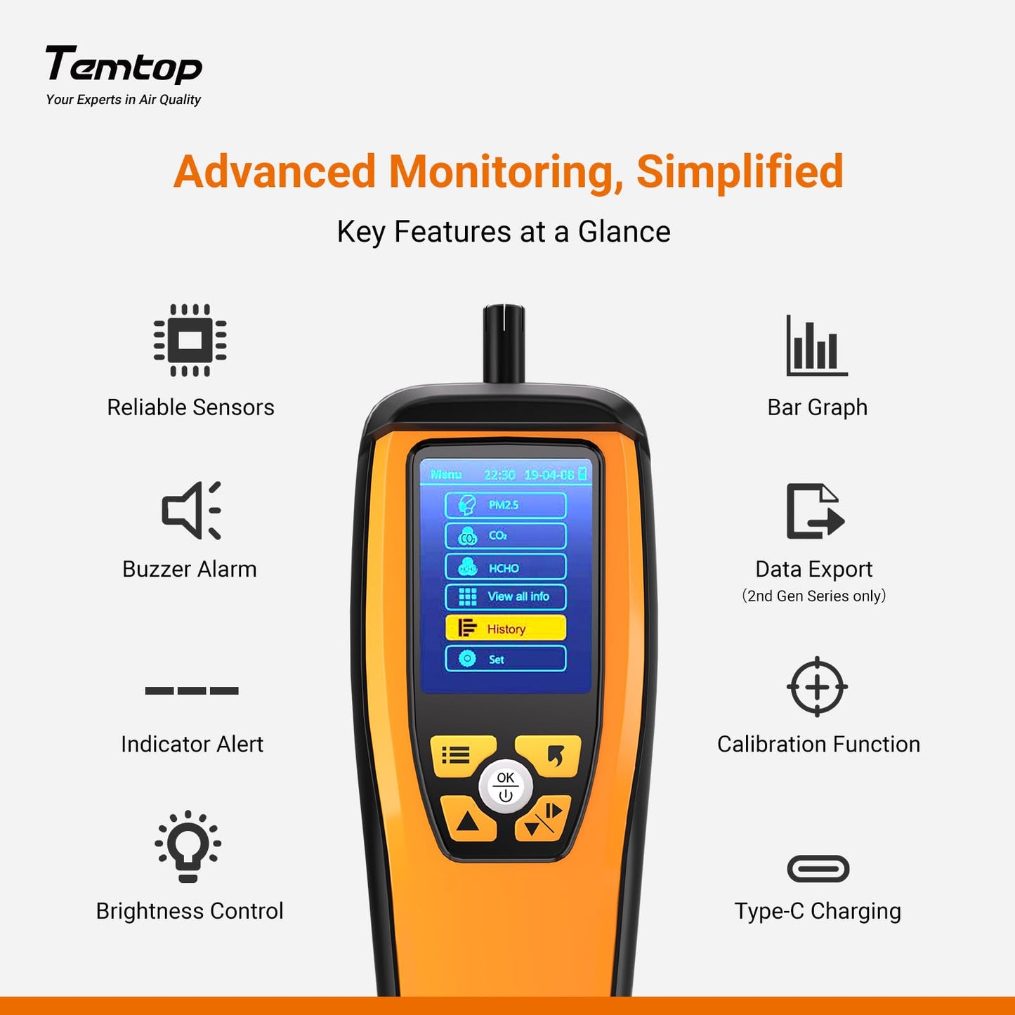 Monitor calitate aer Temtop M2000C-2nd CO2 PM2.5 PM10 TFT
