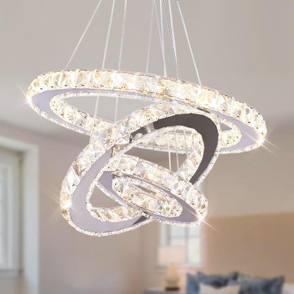 Lampa suspendata FRIXCHUR Crystal 3 inele LED 47W 6500K
