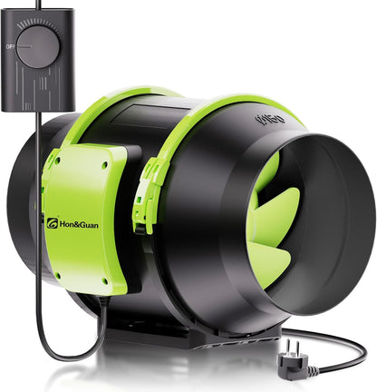 Ventilator inline 100 mm Hon&Guan cu mufa EU, silentios pentru evacuare