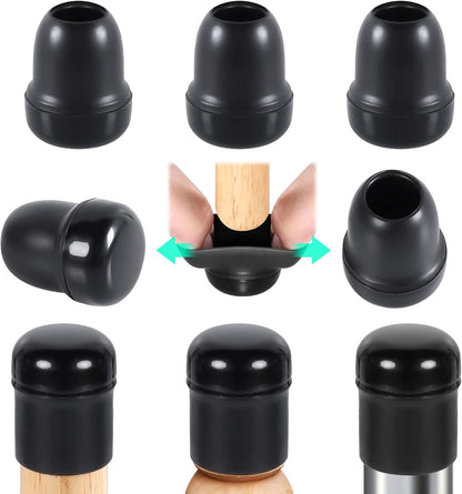 Capace rotunde RCHYFEED pentru picioare de scaun, 14-19 mm diametru, negre, set 24 bucati