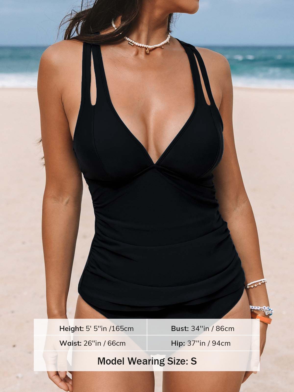Costum de baie XL - CUPSHE Tankini V Neck Crisscross Reglabil