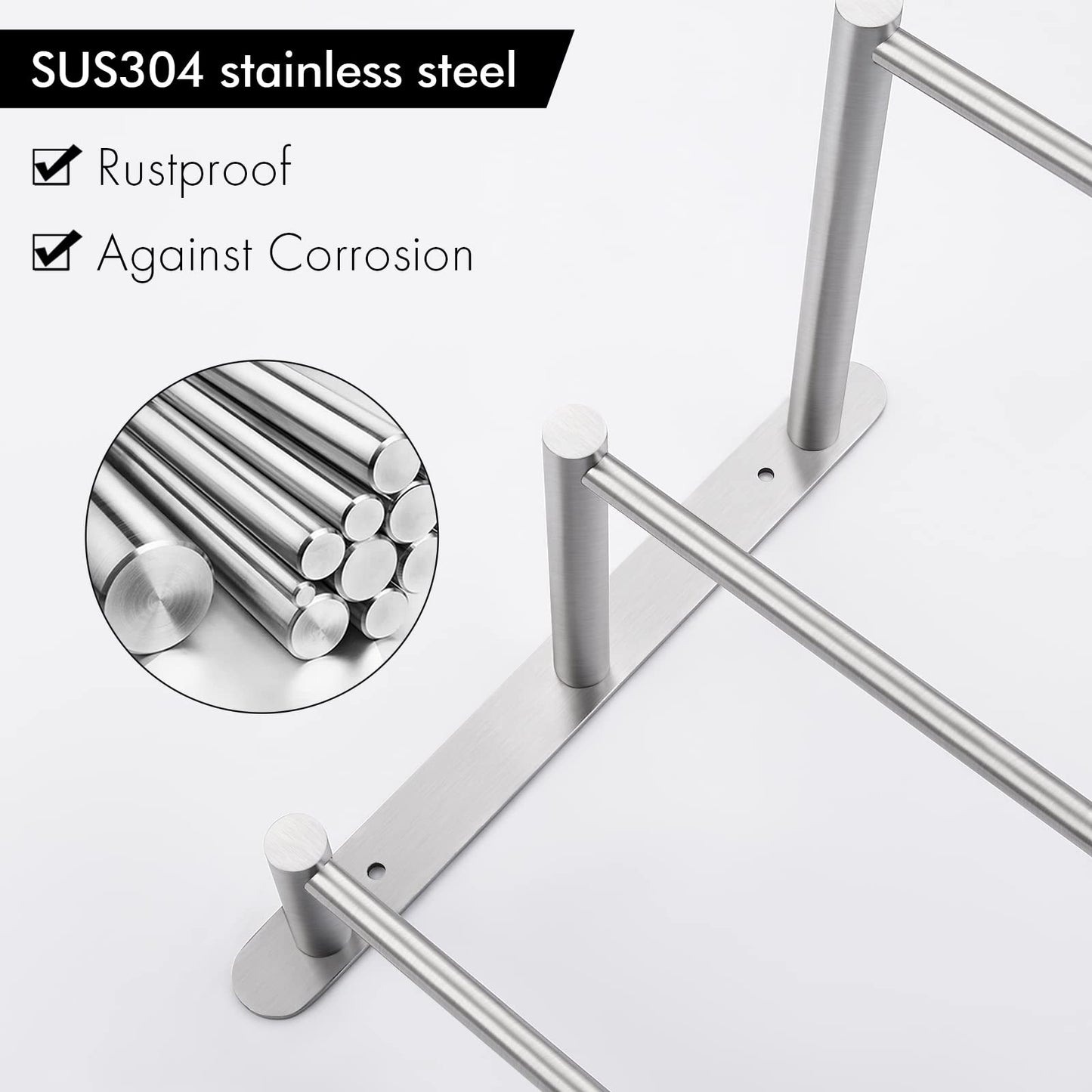 Suport prosoape KES BTH202S75-2 inox 3 niveluri 75 cm perete