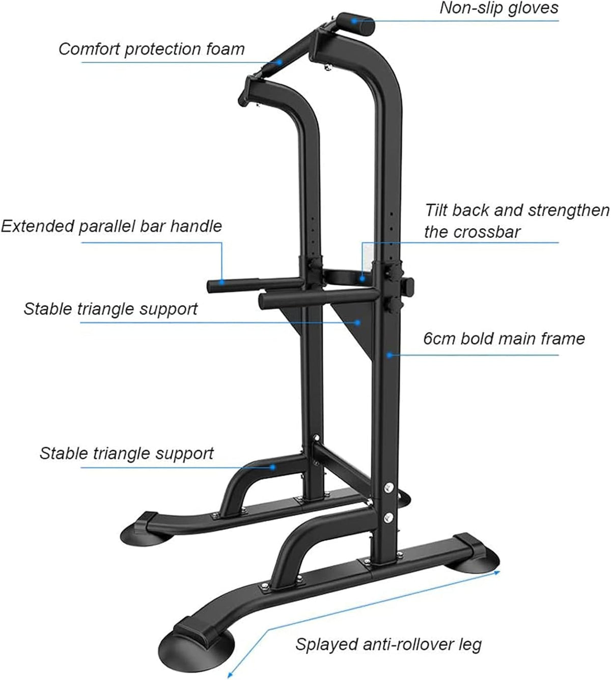 Turn de forta multifuncional sogesfurniture cu bara de tractiuni, reglabil 165-210 cm, negru