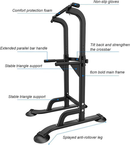 Turn de forta multifuncional sogesfurniture cu bara de tractiuni, reglabil 165-210 cm, negru
