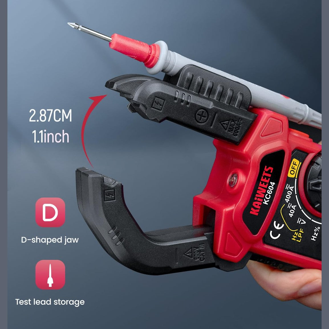 KAIWEETS Current Clamp AC DC, Current Meter True-RMS 4000 Count, Clamp Ammeter Torch Backlight for Measuring AC/DC Voltage Current Temperature Continuity Diode NCV, KC604