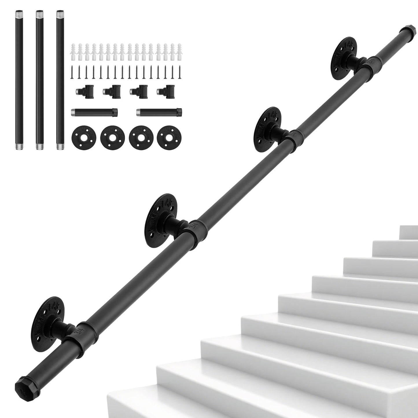 Balustrada OUUTMEE Fier forjat 100 cm neagra