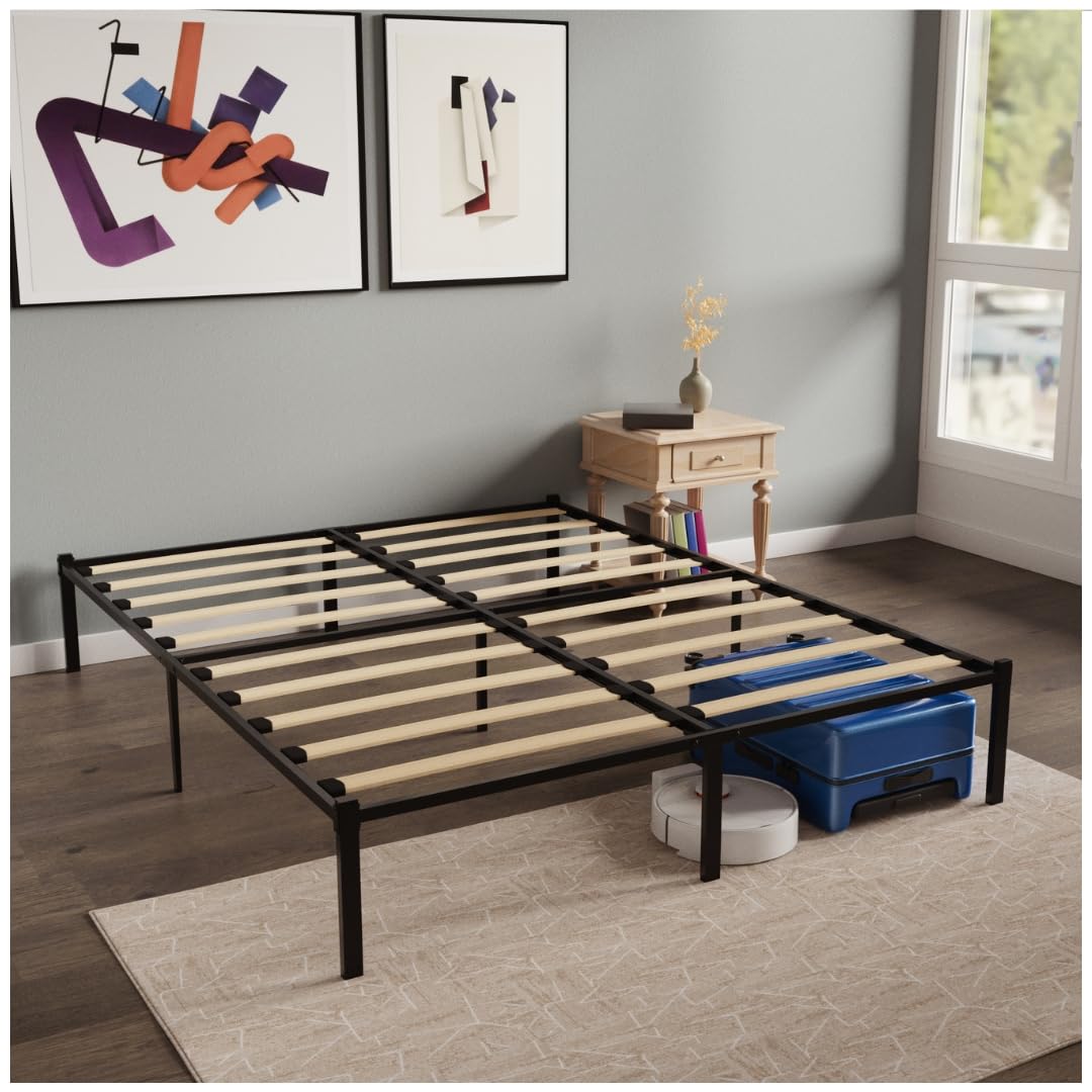 Pat Dreamzie Metal 160x200 cm Cadru lemn, 41 cm inaltime, negru