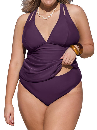 Costum de baie XL - CUPSHE Tankini V Neck Crisscross Reglabil