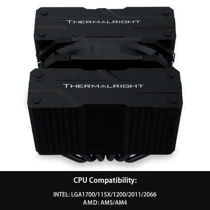 Thermalright Peerless Assassin 120 Mini Black CPU Cooler, 6 Heat Pipes AGHP Technology, with 120mm PWM Fan, 1500RPM Speed, for AMD:AM4 AM5/Intel LGA 1851/1700/1150/1151/1200/2011,PC Cooler