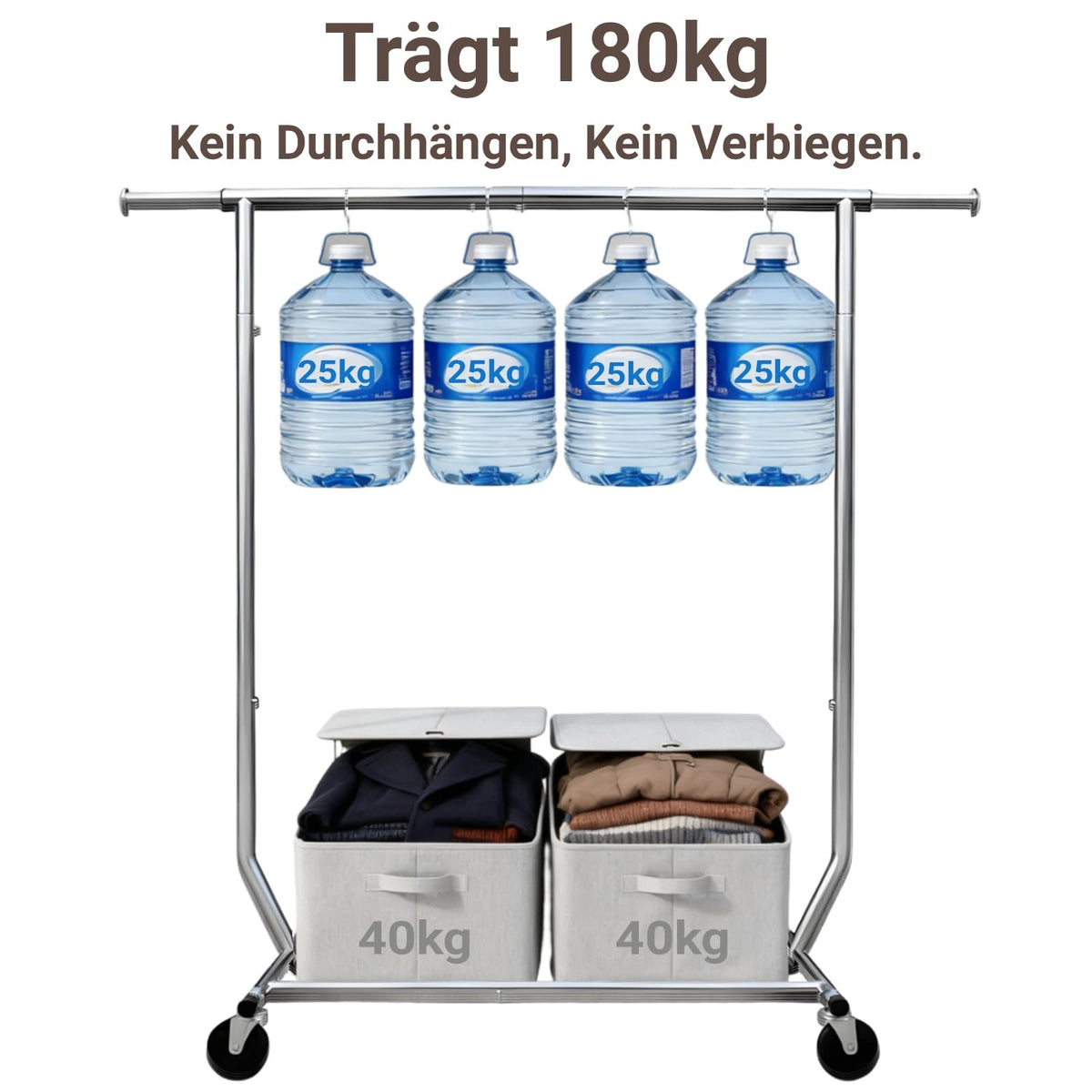 Suport haine Camabel GndieBa5259 metal extensibil 136 kg cu roti