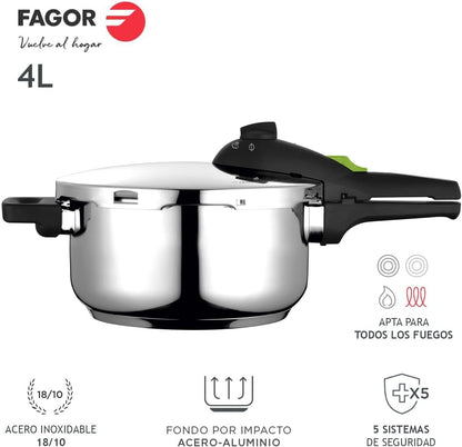 Oala sub presiune Fagor Commercial Rapid Xpress, 4 L, inox 18/10, inductie, 2 niveluri de presiune