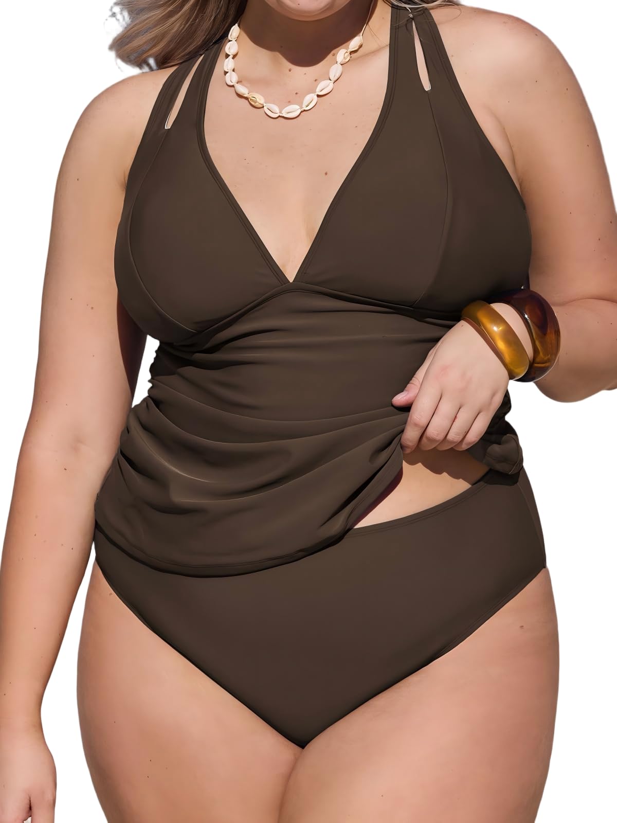 Costum de baie XL - CUPSHE Tankini V Neck Crisscross Reglabil