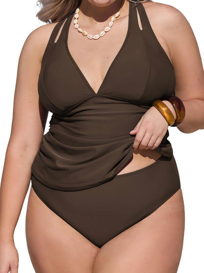 Costum de baie XL - CUPSHE Tankini V Neck Crisscross Reglabil