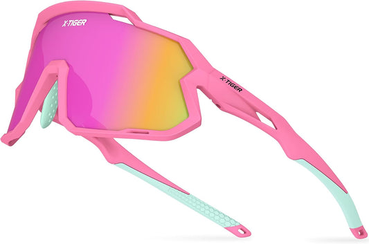 X-TIGER Children's Cycling Glasses Polarised Sports Glasses UV400 for Boys Girls Age 6-14 Years Outdoor Sports Sunglasses