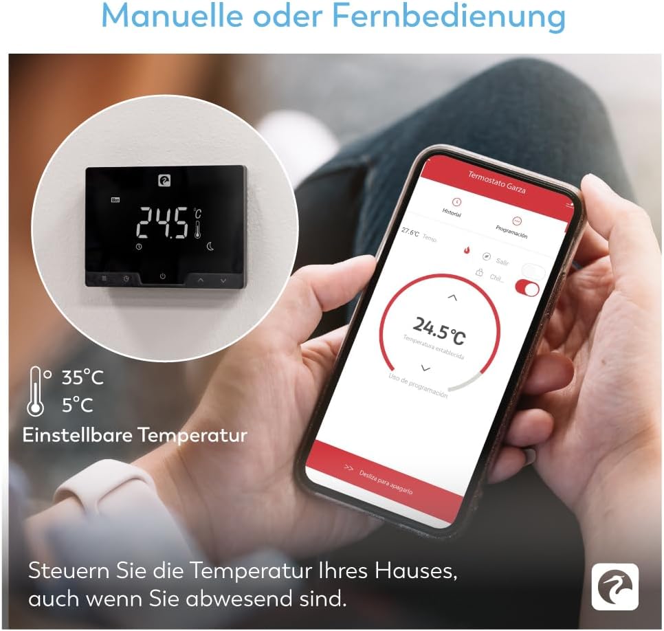 Termostat inteligent WiFi Garza ETNA pentru incalzire, negru