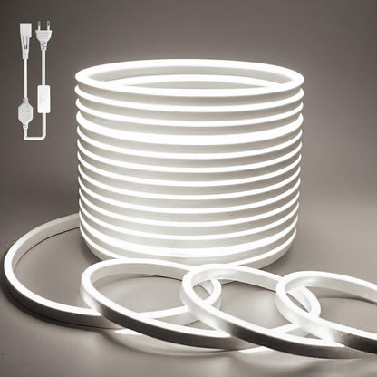 BAGZY Neon LED Strip, 15 m, Outdoors, Waterproof, 230 V, 120 LED/m, Flexible, DIY, for Indoors, Christmas Party, Outdoor Use, with Power Supply and Controller (Natural White)