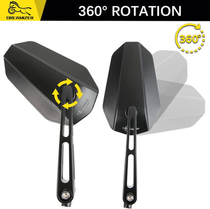 DREAMIZER E24 E-Mark Motorcycle Mirror, 8mm 10mm Motorcycle Side Mirror Compatible with Z900 Z1000 Z800 Z650 Z750 Z300 Z250 Z125 ER6N XJ6, MT03 MT09 MT10 MT07, ATV Quad Scooter ATV Touring Chopper