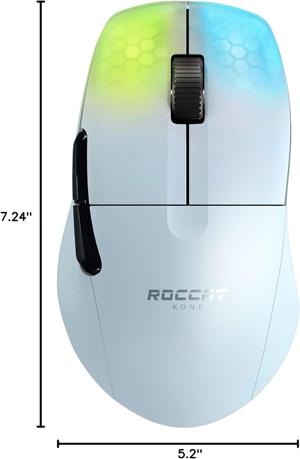 ROCCAT Kone Pro Air Gaming PC Wireless Mouse, Bluetooth Ergonomic Performance Computer Mouse with 19K DPI Optical Sensor, AIMO RGB Lighting & Aluminum Scroll Wheel, 100+ Hour Battery Life, White