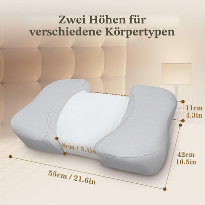 Perna HOMCA Pillow pentru dormit pe spate, spuma memorie, gri