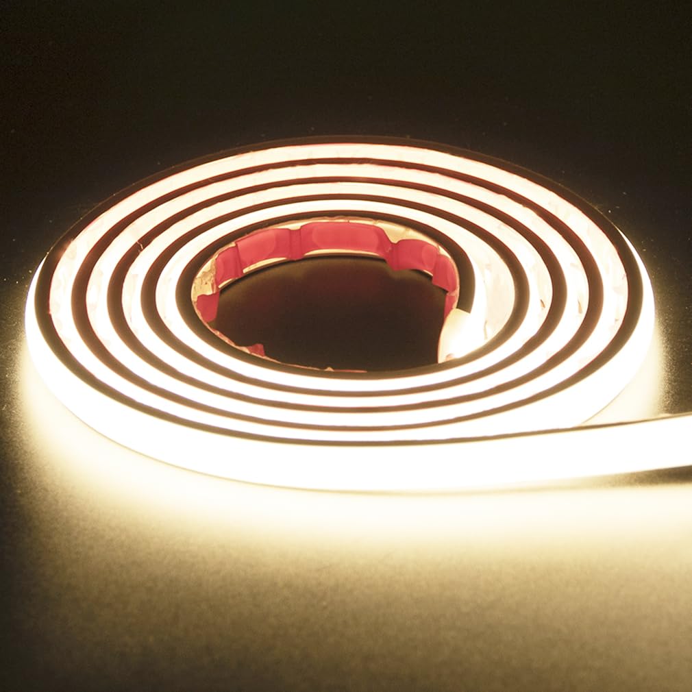 pcning COB LED Strip, 3 Metres, Self-Adhesive Cool White, Waterproof IP67, 3 m LED Strip Light, 230 V, Direct Connection with Plug (Cool White, 3)