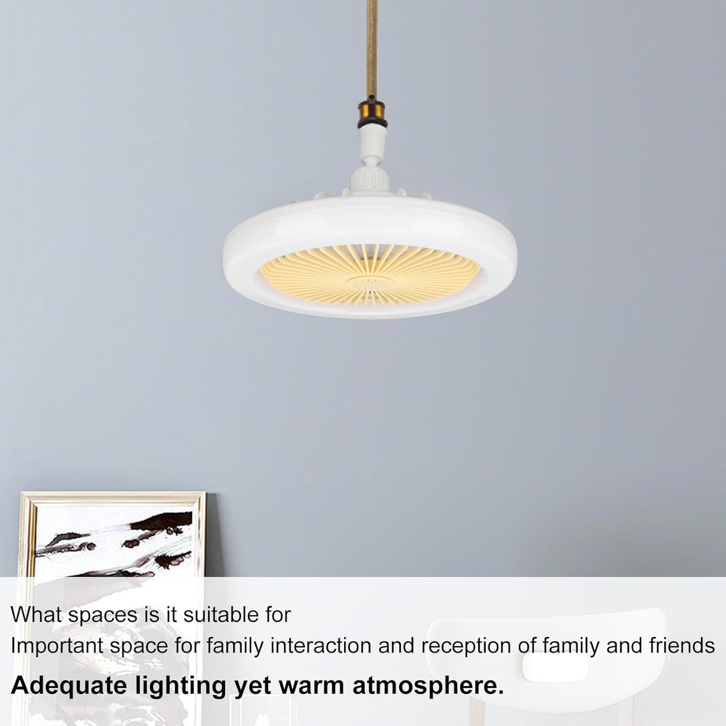 Ceiling Fan with Light & Remote Control, 10 30 W E27 Small Socket Fan, 3 Colours, 3 Wind Speeds, LED Fan Light with Aromatherapy for Garage, Cabinet, Kitchen