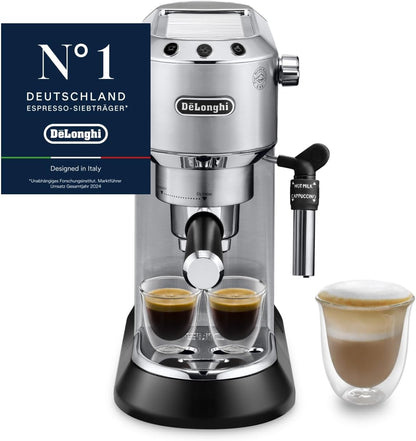Espressor De'Longhi Dedica Style cu spumare manuala a laptelui, metal