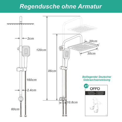 Dus OFFO BR-SDS-000-000-E03 inox crom 30x30 cm reglabil