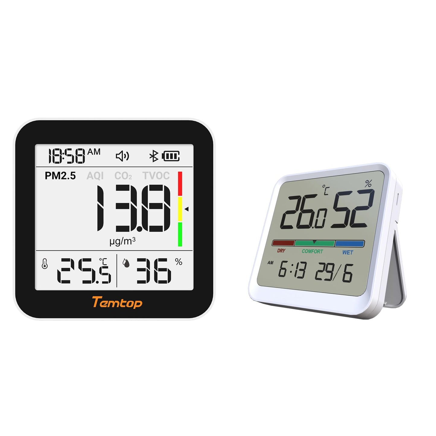 Monitor aer Temtop M10+ CO2 6-in-1 Bluetooth PM2.5 VOC