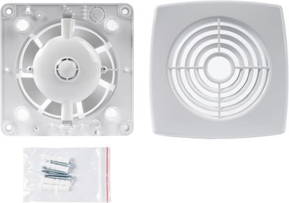 Vent Systems 100mm Electric Bathroom Fan - White - Wall, Ceiling Mounted - Low Noise Extractor Fan - Energy Efficient Fan for Home, Kitchen, Garage