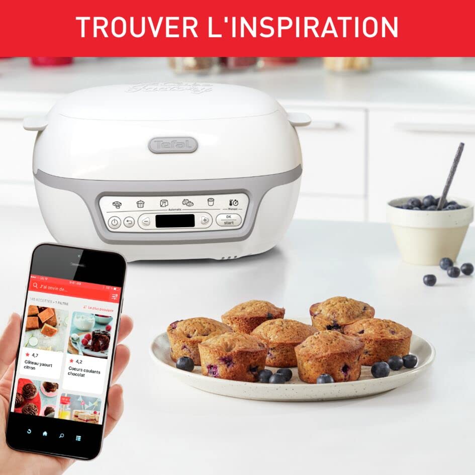 Aparat pentru prajituri Tefal Cake Factory Delices KD812110, argintiu, 5 programe automate si mod manual