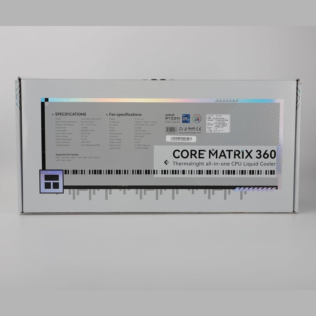 Thermalright Core Matrix 360 White CPU Water Cooler with 3 PWM Fans Water Pump Speed 2150RPM S-FDB Bearing for AMD AM4/AM5, Intel LGA1150/1151/1200/1700/2011(White)