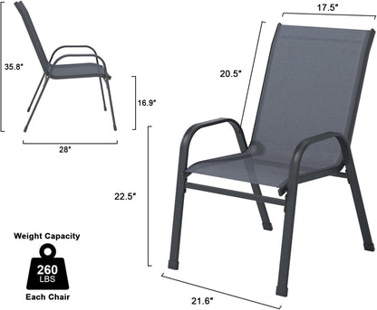 Scaune exterior XIELOUS PATIODC004 metal gri stackabile set 4