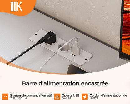 Birou ODK Corner Desk 135x100 cm cu 4 sertare si prize USB
