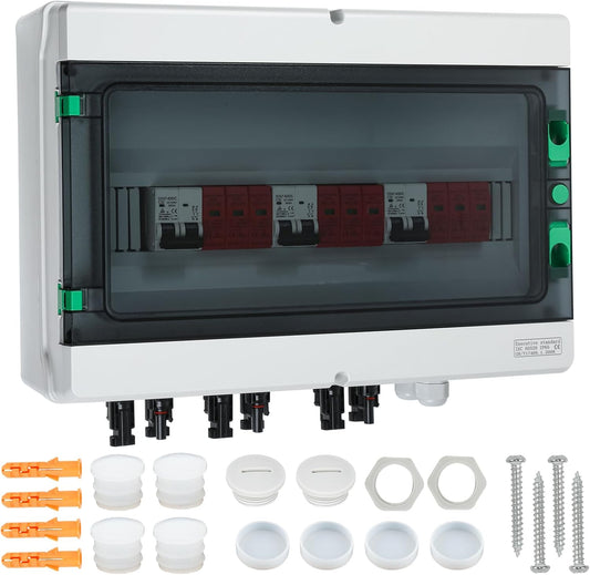 SROCHN Surge Protection PV DC 32A 1000V Lightning Protection Circuit Breaker IP65 Waterproof 3 Strings 18 Modules Solar PV Connection Box