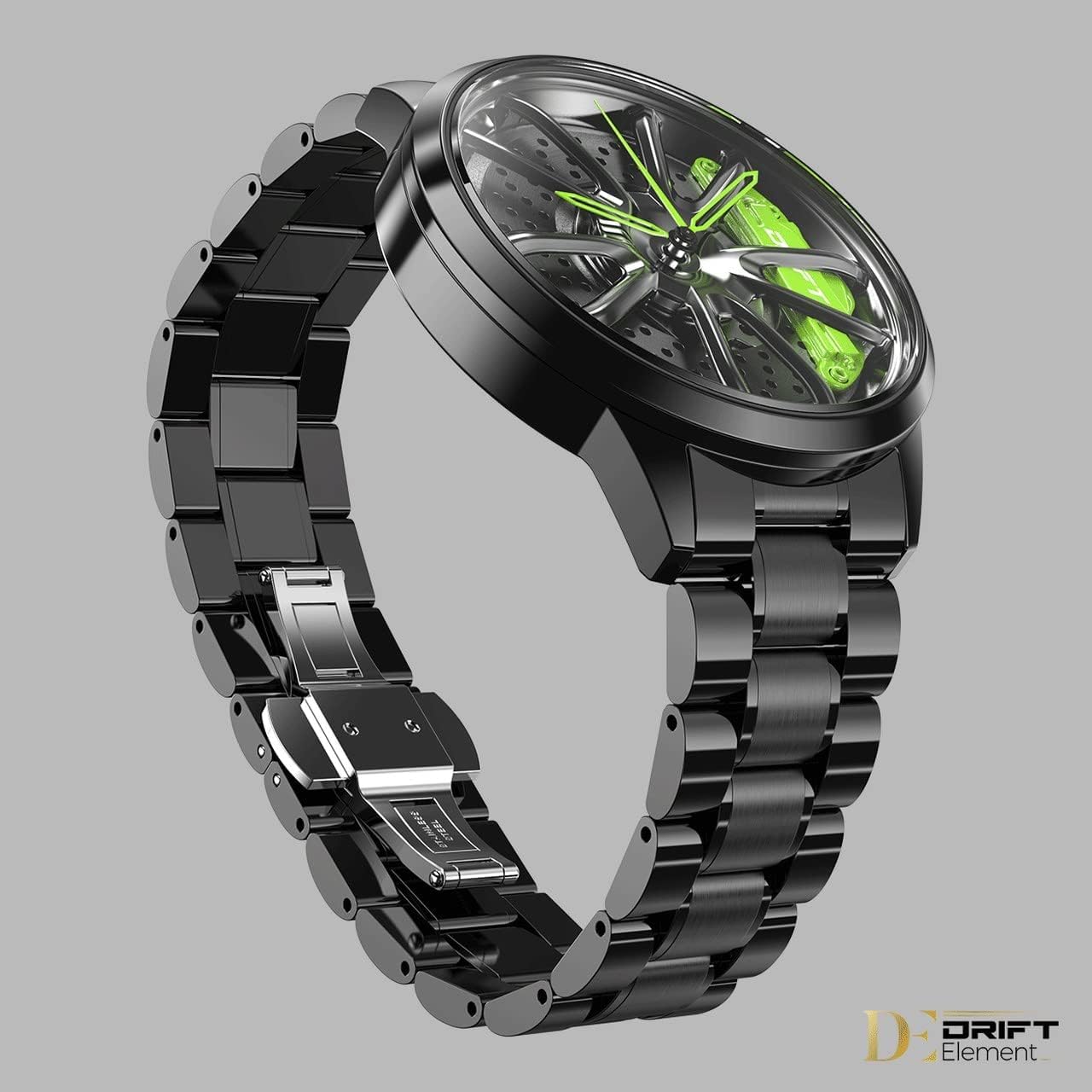 DriftElement Performance GT Rim Watch Men - Sports car Men's Wristwatch in 3D Design - Custom Designer Watch with Mineral Glass - Quartz Watch