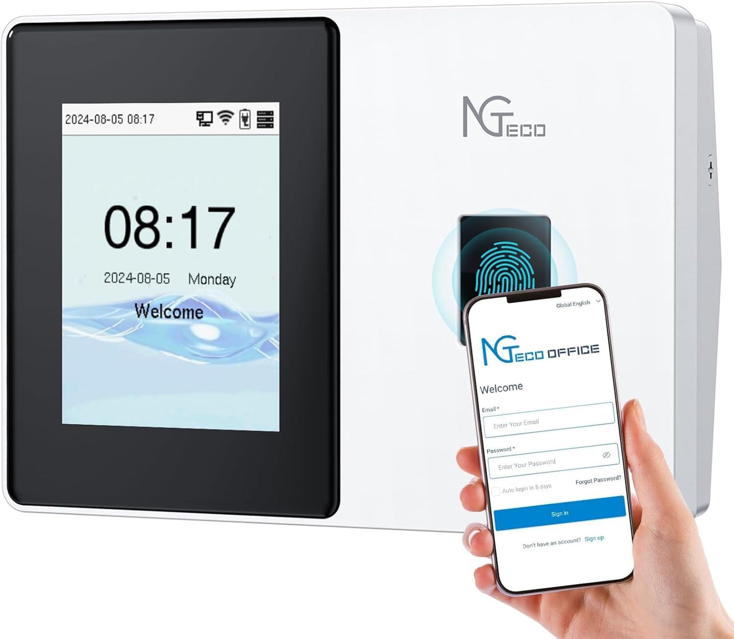 Terminal pontaj NGTeco TC2 Fingerprint RFID Wi-Fi dualband cloud