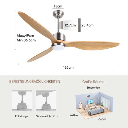 Ventilator tavan Ovlaim 165 cm Wi-Fi LED 6 viteze motor DC silentios