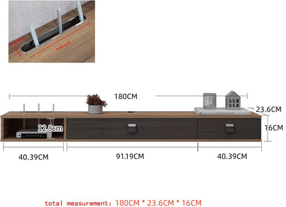 Comoda TV Suspendata din lemn 180 cm Maro Inchis - Raft Flotant Perete