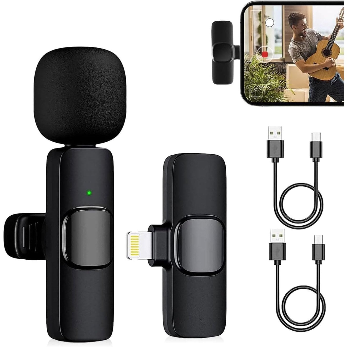 Mini Microphone Multifunctional, Mini Wireless Microphone for Video, Microphone Wireless for iPhone iPad, Microphone Bluetooth Mobile Phone, Mini Microphone for Clipon, Wireless Lapel Microphone for