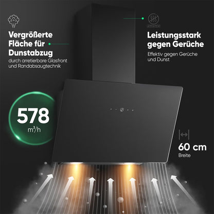 Hota Bomann DU 7611 G 60 cm cu iluminare ambientala, negru mat