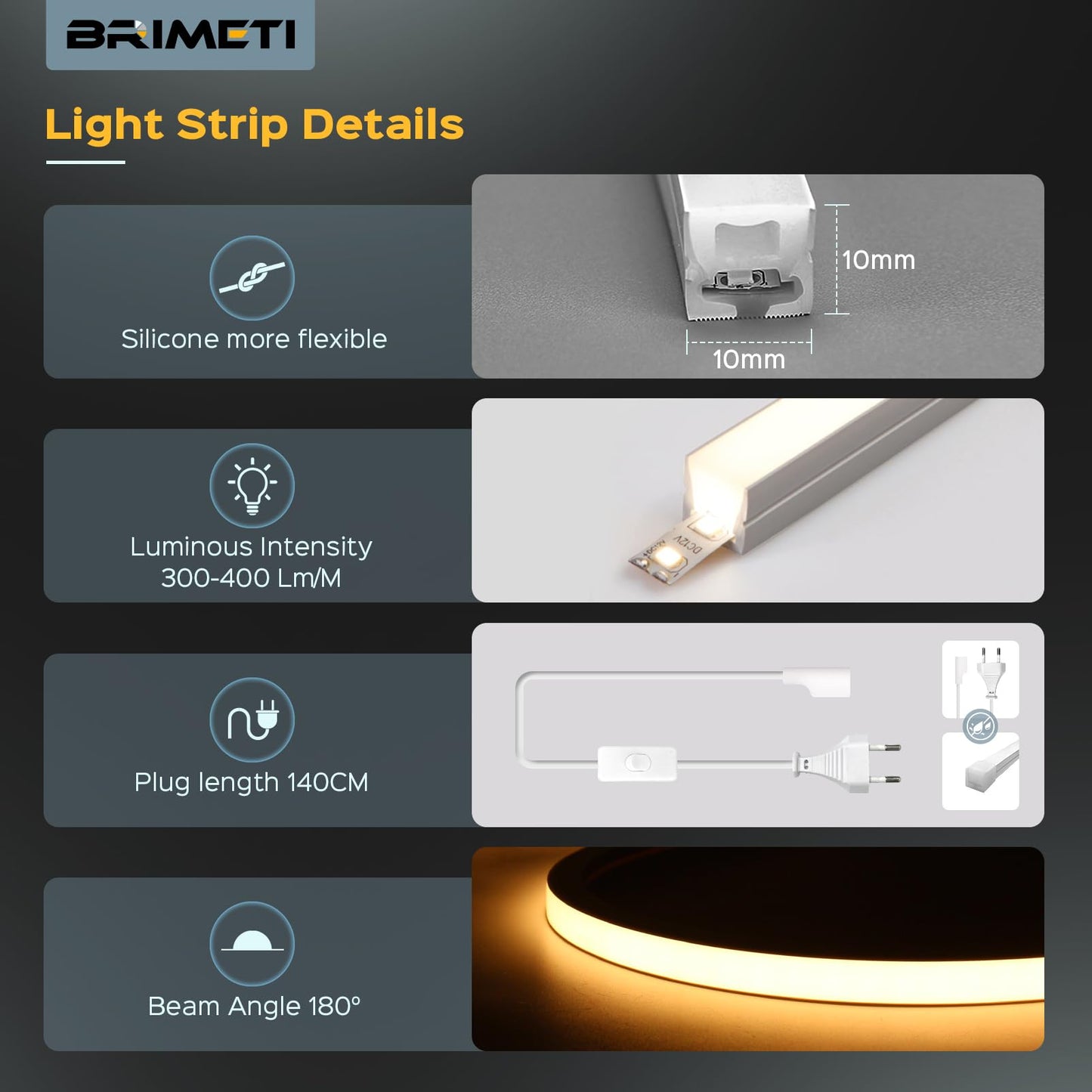 Banda LED BRIMETI 30 m IP65 4000K 230V flexibila impermeabila