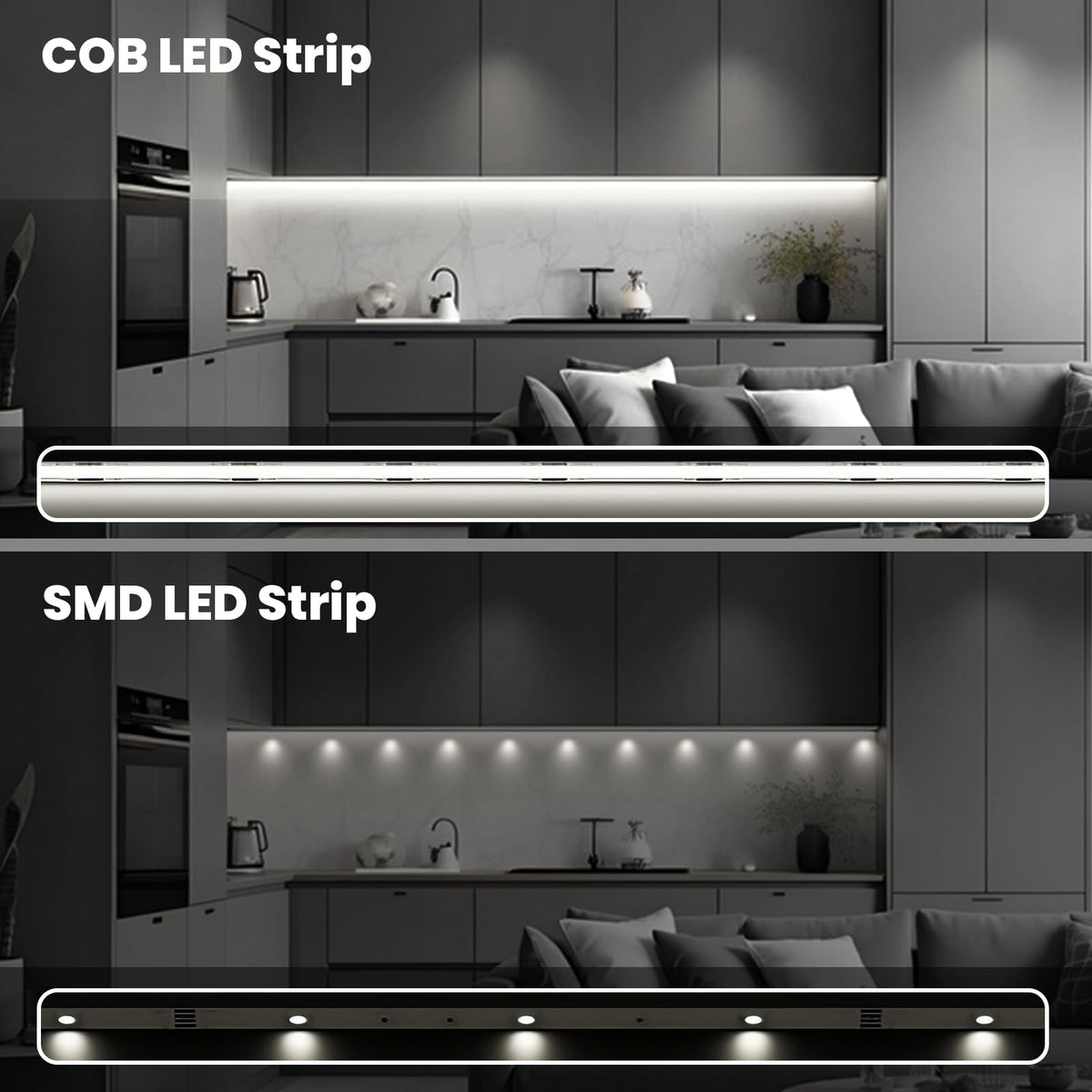 Banda LED Ruan App Control COB 5m 24V 6000K alb rece