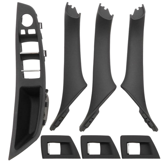 Set manere usa pentru BMW Seria 5 F10/F11 (520/530), maner interior + capace comenzi geam, partea sofer si pasager