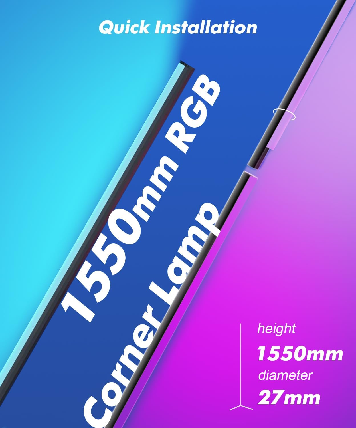 LED Floor Lamp Living Room, WiFi RGB Floor Lamp, Dimmable, Works with Alexa, 155 cm LED Floor Lamp with App, DIY Mode, 16 Million Colours, 44+ Scene Modes, Music Modes & Timing Function, Decorative