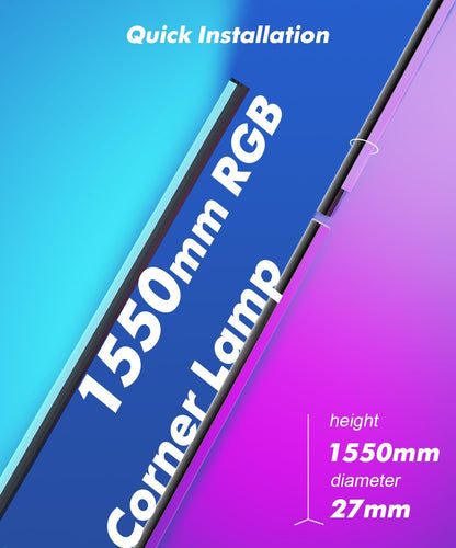 LED Floor Lamp Living Room, WiFi RGB Floor Lamp, Dimmable, Works with Alexa, 155 cm LED Floor Lamp with App, DIY Mode, 16 Million Colours, 44+ Scene Modes, Music Modes & Timing Function, Decorative