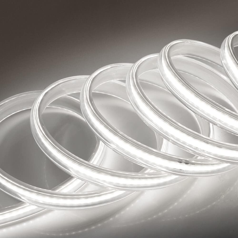 COB LED Strip with Switch, XUNATA 360Leds/m IP65 Waterproof 230V Super Bright Flexible LED Strip Light for Cabinet, Kitchen, Bedroom, Home Decoration DIY (White, 10M)