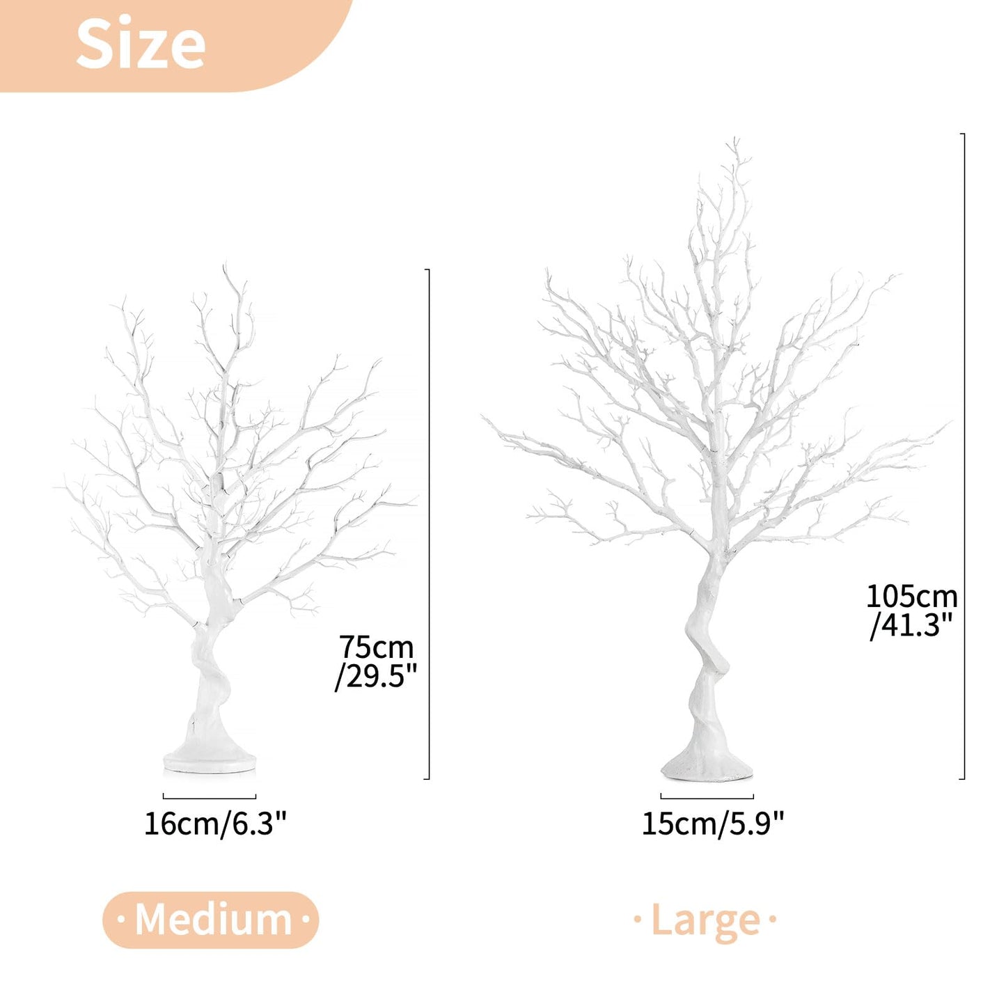 Brad decorativ NUPTIO Twig alb 75 cm pentru masa si vitrina