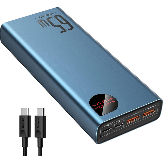 Baseus Power Bank, 20000mAh 65W Metal Laptop Portable Charger, 4-Port USB C Battery Pack, PD3.0 Fast Charging Battery Bank for MacBook Dell XPS IPad iPhone 15/14/13/12 Pro Samsung S23 S22 Steam Deck