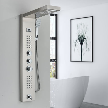 Panou dus cu termostat 5 functii inox nickel brosse
